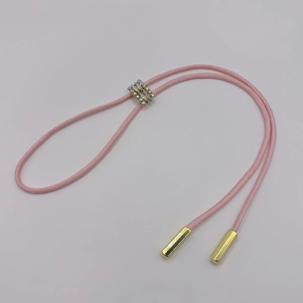 VINTAGE Aurora Borealis Crystal & Paracord Bolo Tie